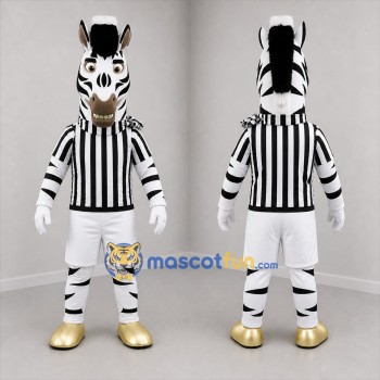 Custom Black and White Zebra Referee Mascot Costume Adult Full Body Suit for Sports Events