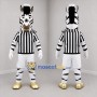 Custom Black and White Zebra Referee Mascot Costume Adult Full Body Suit for Sports Events