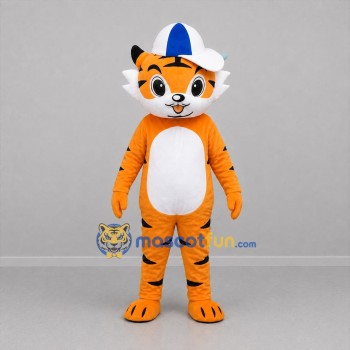 Custom Orange and White Tiger Mascot Costume Adult Full Body Suit for School Events
