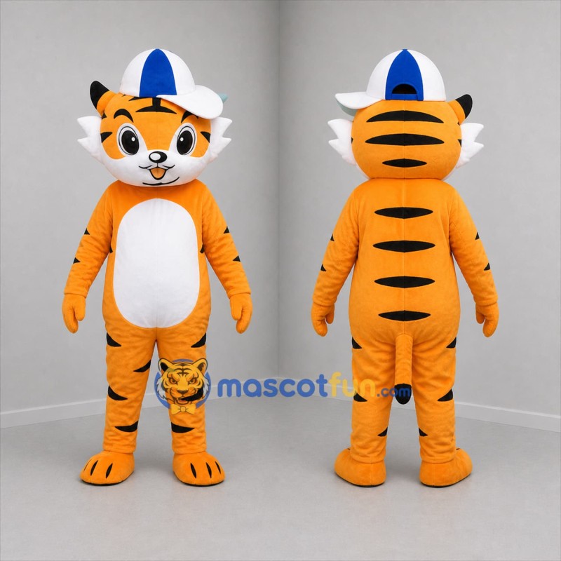 Custom Orange and White Tiger Mascot Costume Adult Full Body Suit for School Events