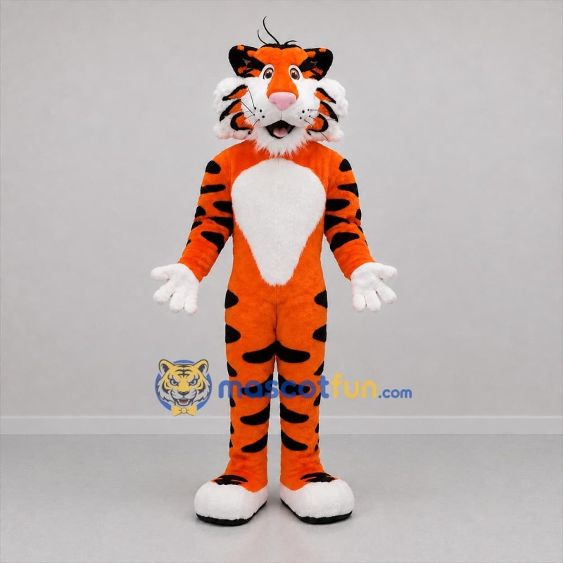 Custom Orange and White Tiger Mascot Costume Adult Full Body Suit for School Events