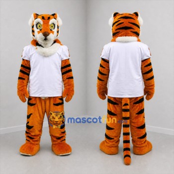 Custom Orange and White Tiger Mascot Costume Adult Full Body Suit for Sports Events