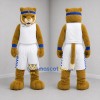Custom Tan and White Wildcat Mascot Costume Adult Full Body Suit for Sports Events