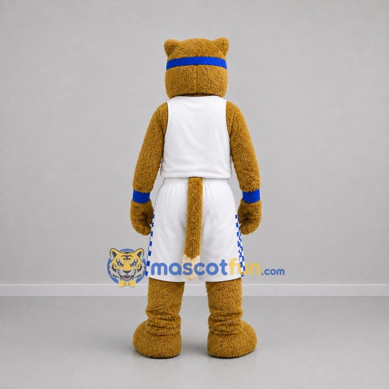 Custom Tan and White Wildcat Mascot Costume Adult Full Body Suit for Sports Events