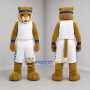 Custom Tan and White Wildcat Mascot Costume Adult Full Body Suit for Sports Events
