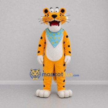 Custom Yellow and White Spotted Cat Mascot Costume Adult Full Body Suit for School Events
