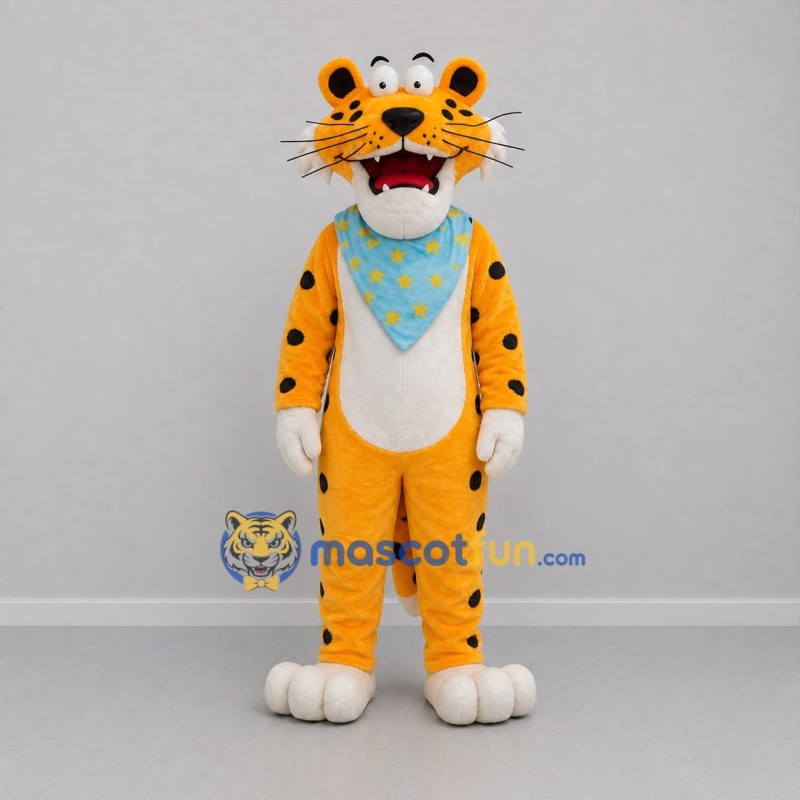 Custom Yellow and White Spotted Cat Mascot Costume Adult Full Body Suit for School Events