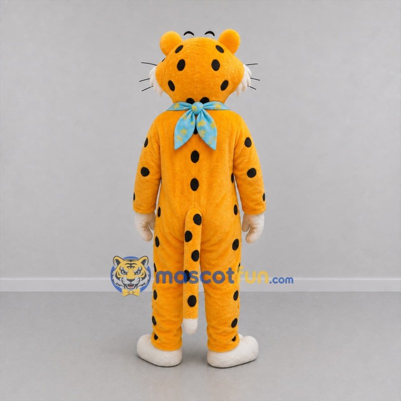 Custom Yellow and White Spotted Cat Mascot Costume Adult Full Body Suit for School Events