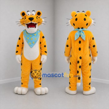 Custom Yellow and White Spotted Cat Mascot Costume Adult Full Body Suit for School Events