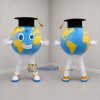 Custom Blue and Yellow Graduation Globe Mascot Costume Adult Full Body Suit for Graduation Events