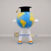Custom Blue and Yellow Graduation Globe Mascot Costume Adult Full Body Suit for Graduation Events