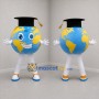 Custom Blue and Yellow Graduation Globe Mascot Costume Adult Full Body Suit for Graduation Events