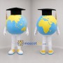 Custom Blue and Yellow Graduation Globe Mascot Costume Adult Full Body Suit for Graduation Events