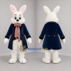 Custom White and Blue Bunny Mascot Costume Adult Full Body Suit for Easter Events