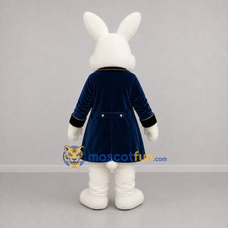 Custom White and Blue Bunny Mascot Costume Adult Full Body Suit for Easter Events