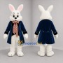 Custom White and Blue Bunny Mascot Costume Adult Full Body Suit for Easter Events