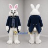Custom White and Blue Bunny Mascot Costume Adult Full Body Suit for Easter Events