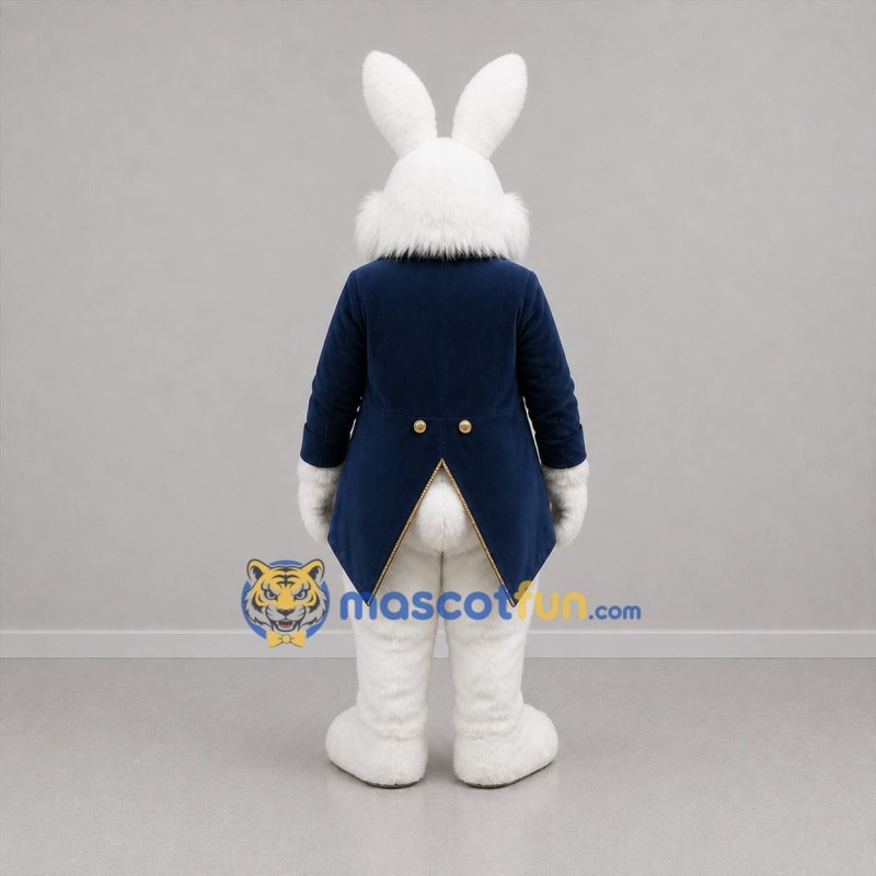 Custom White and Blue Bunny Mascot Costume Adult Full Body Suit for Easter Events