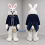 Custom White and Blue Bunny Mascot Costume Adult Full Body Suit for Easter Events