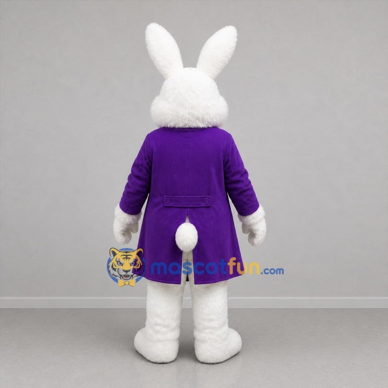 Custom White and Purple Bunny Mascot Costume Adult Full Body Suit for Easter Events