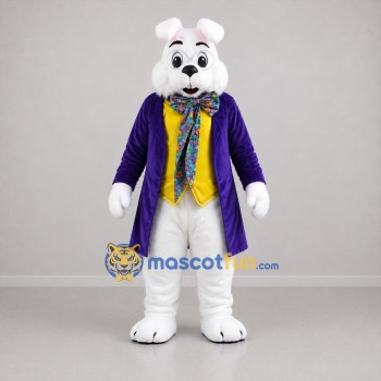 Custom White and Purple Bunny Mascot Costume Adult Full Body Suit for Easter Events