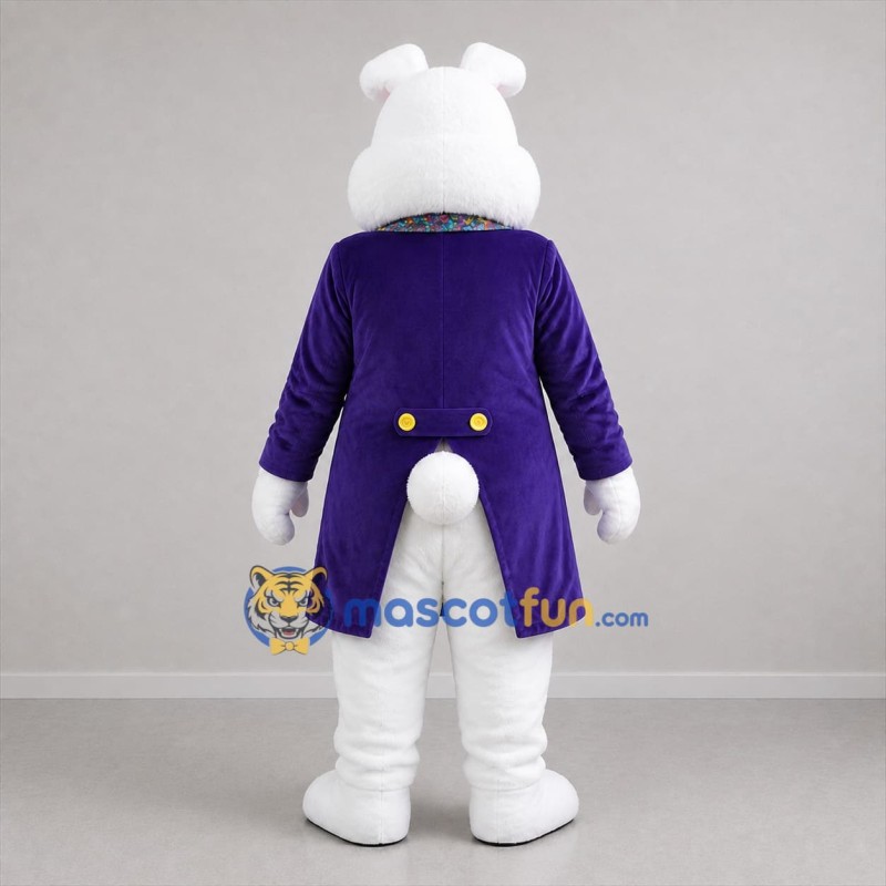 Custom White and Purple Bunny Mascot Costume Adult Full Body Suit for Easter Events