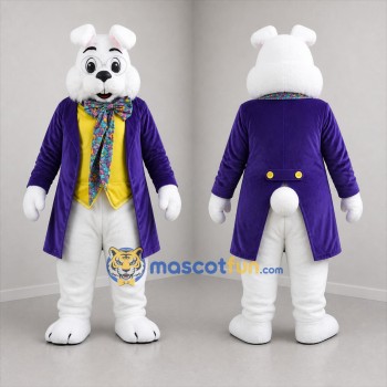 Custom White and Purple Bunny Mascot Costume Adult Full Body Suit for Easter Events