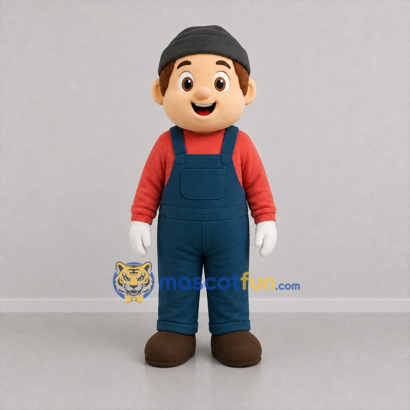 Custom Blue and Red Worker Mascot Costume Adult Full Body Suit for Community Events