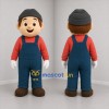 Custom Blue and Red Worker Mascot Costume Adult Full Body Suit for Community Events