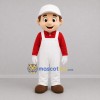 Custom White and Red Worker Mascot Costume Adult Full Body Suit for Community Events