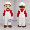 Custom White and Red Worker Mascot Costume Adult Full Body Suit for Community Events