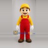 Custom Yellow and Red Worker Mascot Costume Adult Full Body Suit for Community Events