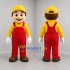Custom Yellow and Red Worker Mascot Costume Adult Full Body Suit for Community Events