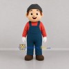 Custom Blue and Red Worker Mascot Costume Adult Full Body Suit for Community Events