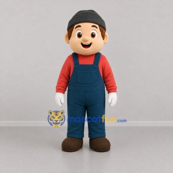 Custom Blue and Red Worker Mascot Costume Adult Full Body Suit for Community Events