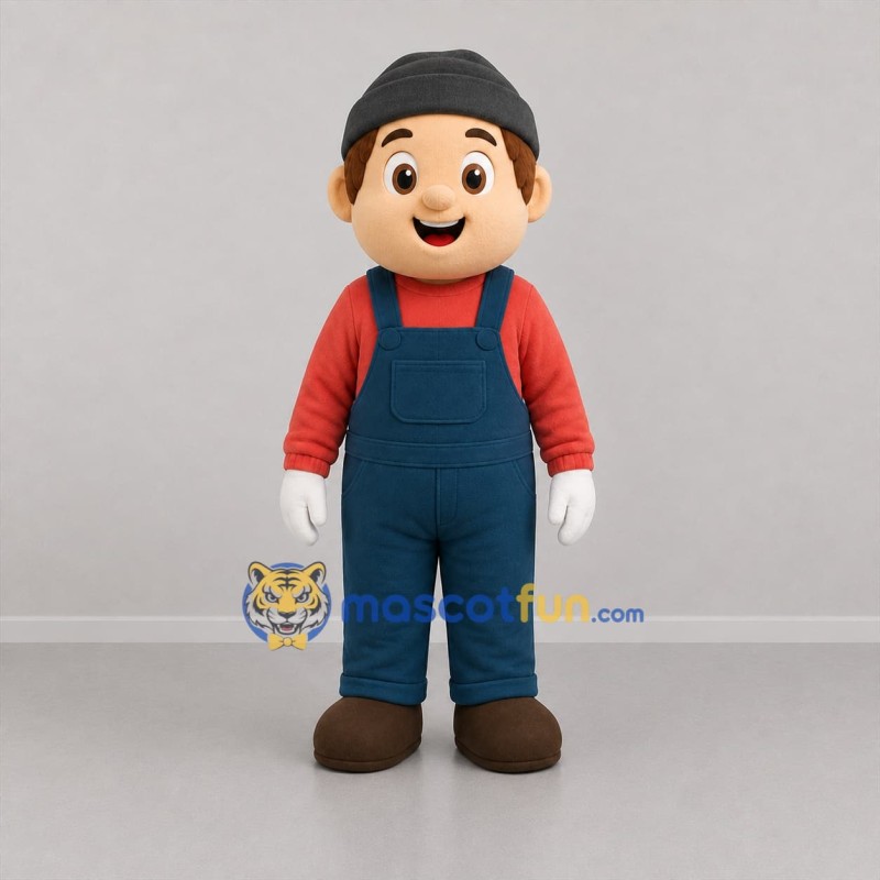Custom Blue and Red Worker Mascot Costume Adult Full Body Suit for Community Events