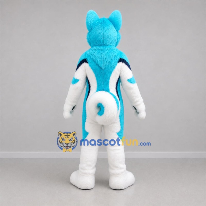 Custom Blue and White Canine Mascot Costume Adult Full Body Suit for Cosplay Events
