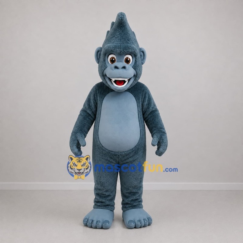Custom Gray and Blue Gorilla Mascot Costume Adult Full Body Suit for Zoo Events