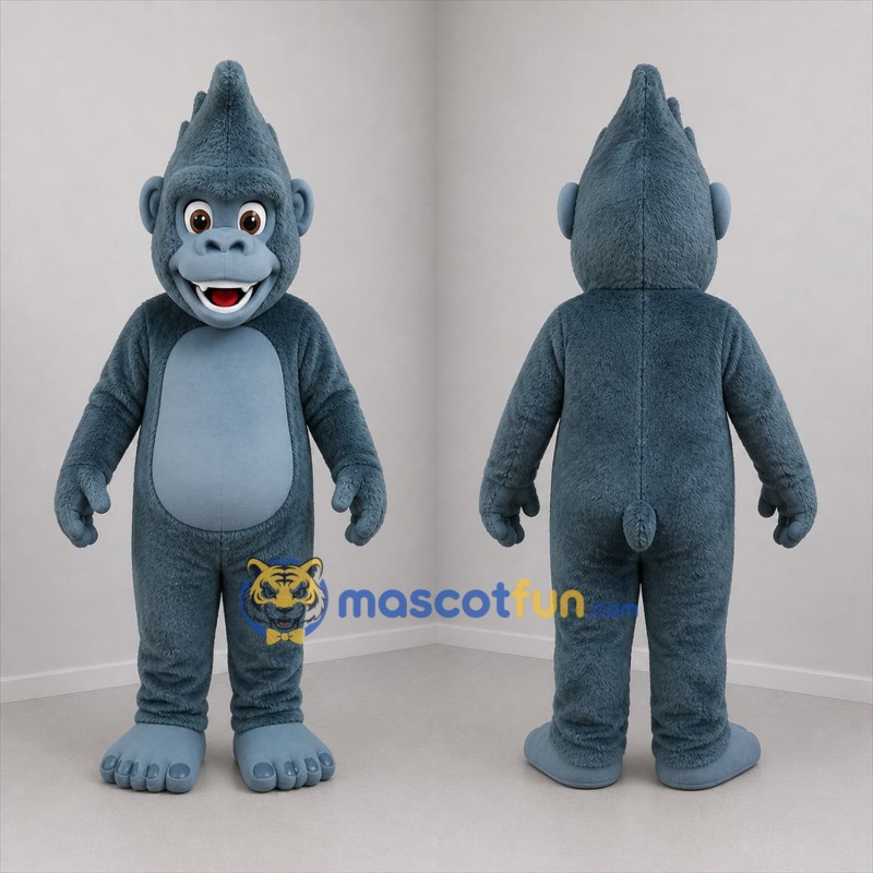 Custom Gray and Blue Gorilla Mascot Costume Adult Full Body Suit for Zoo Events