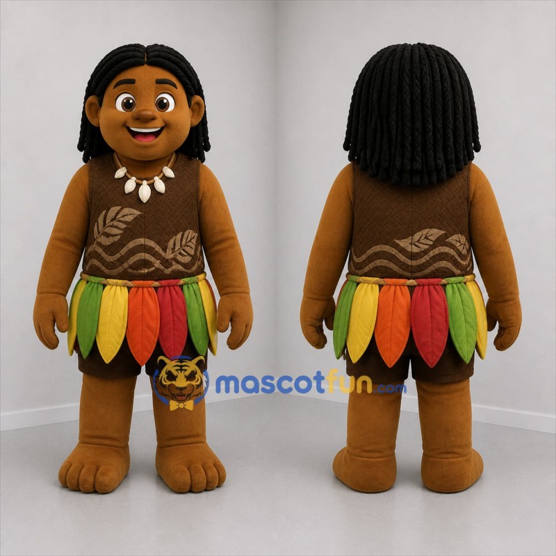Custom Brown and Green Leaf Skirt Character Mascot Costume Adult Full Body Suit for Theater Events