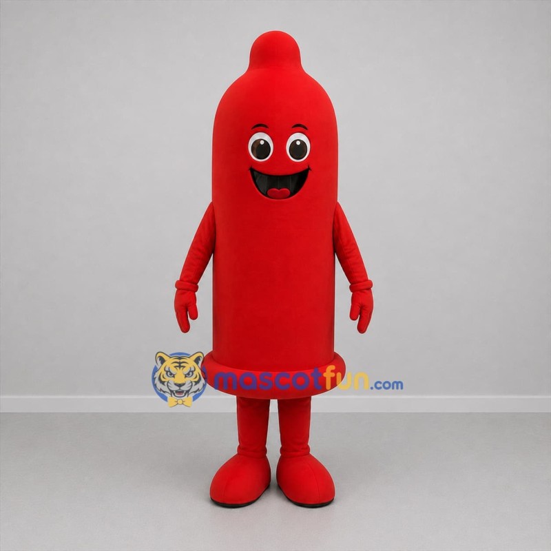 Custom Red Condom Mascot Costume Adult Full Body Suit for Health Awareness Events