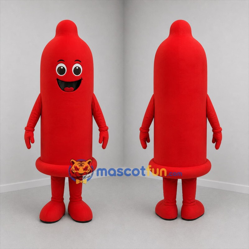 Custom Red Condom Mascot Costume Adult Full Body Suit for Health Awareness Events