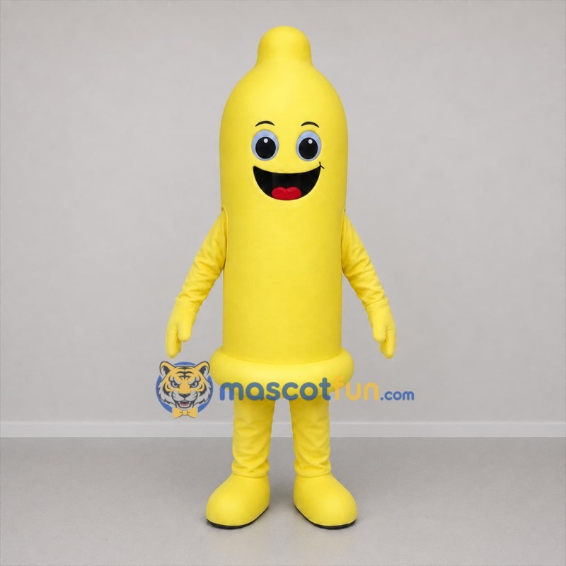 Custom Yellow Condom Mascot Costume Adult Full Body Suit for Health Awareness Events