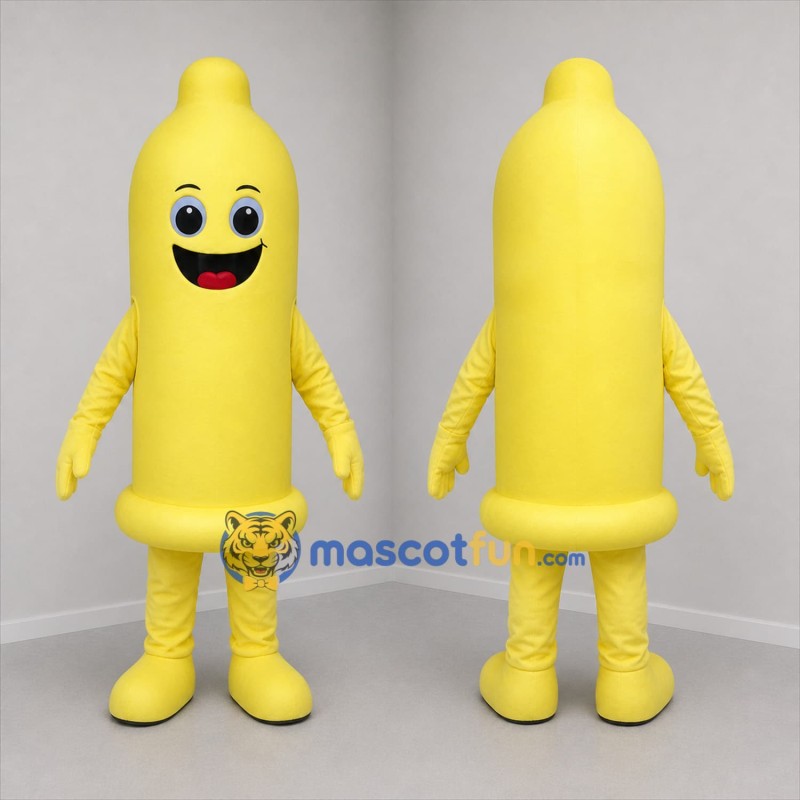 Custom Yellow Condom Mascot Costume Adult Full Body Suit for Health Awareness Events