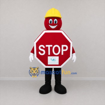 Custom Red and Yellow Stop Sign Mascot Costume Adult Full Body Suit for Road Safety Events