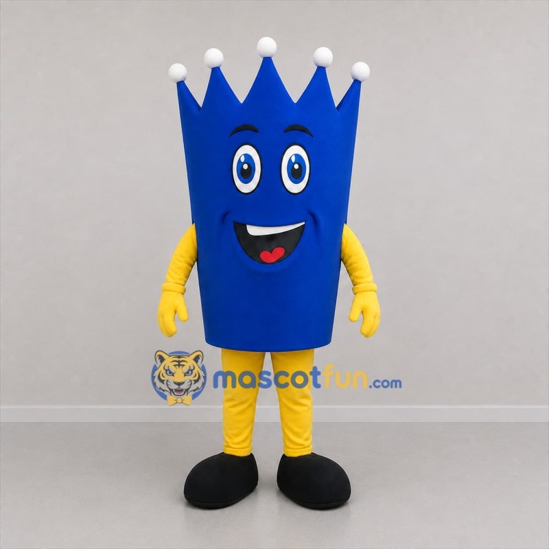 Custom Blue and Yellow Crown Mascot Costume Adult Full Body Suit for Community Events