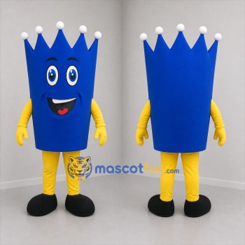 Custom Blue and Yellow Crown Mascot Costume Adult Full Body Suit for Community Events