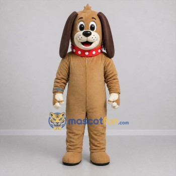 Custom Brown and Red Dog Mascot Costume Adult Full Body Suit for Pet Events