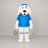 Custom White and Blue Dog Mascot Costume Adult Full Body Suit for School Events