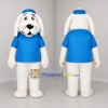 Custom White and Blue Dog Mascot Costume Adult Full Body Suit for School Events